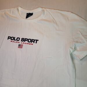 Polo Sport Ralph Lauren Mens XL Logo Crewneck T-Shirt White Classic